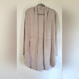Womens Hooded Open Cardigan Sweater Lt Heathered Brown Size S